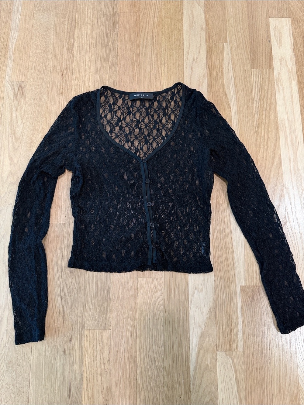 Black Lace Button-Front Cardigan
